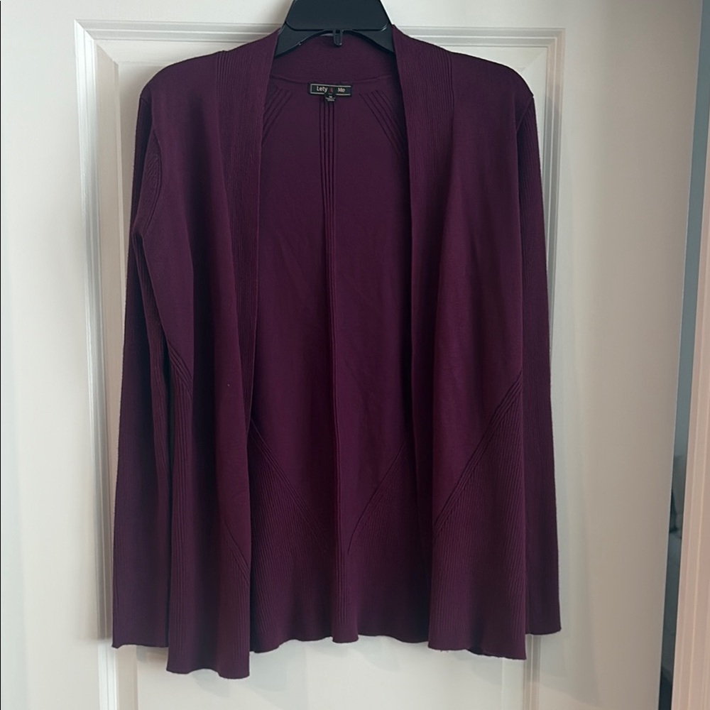 Purple Open-Front Cardigan Sweater